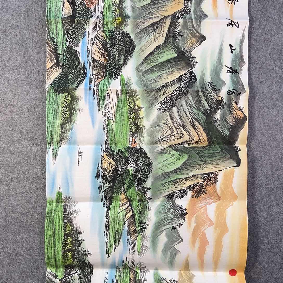 国画632 花鸟在树丛的顶端鸣叫叫声响