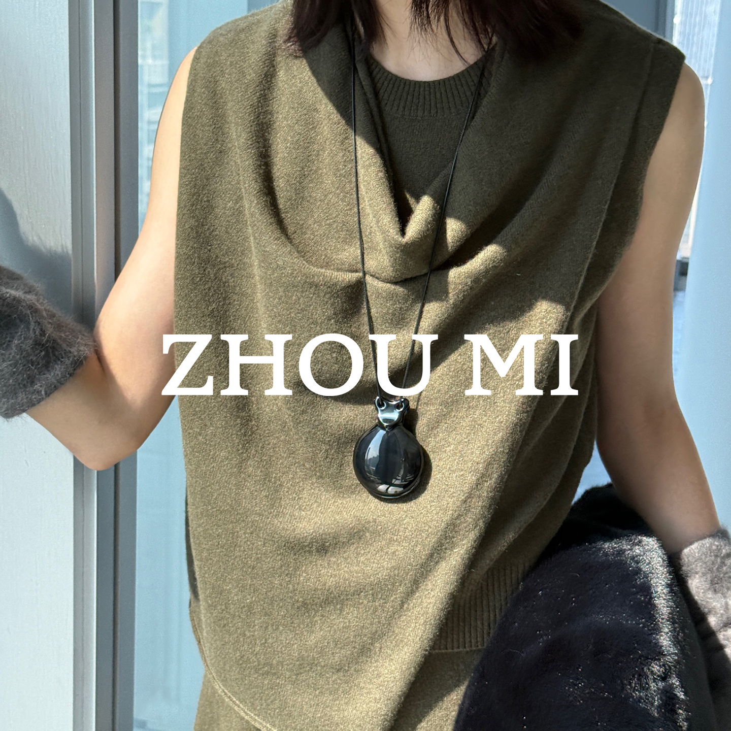 ZHOU MI羊绒羊毛荡领双层时装上衣ZM80510