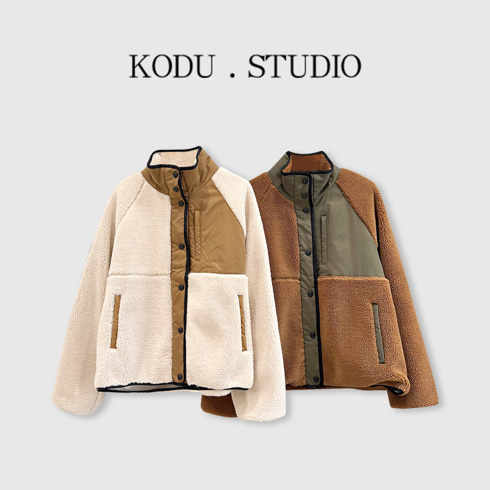 XI【刻度KODU】01-JK2262秋冬季设计感立领拼接双面保暖夹克外套