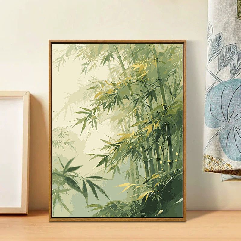 中国风竹子diy数字油画手工填涂解压治愈竹报平安送礼丙烯装饰画