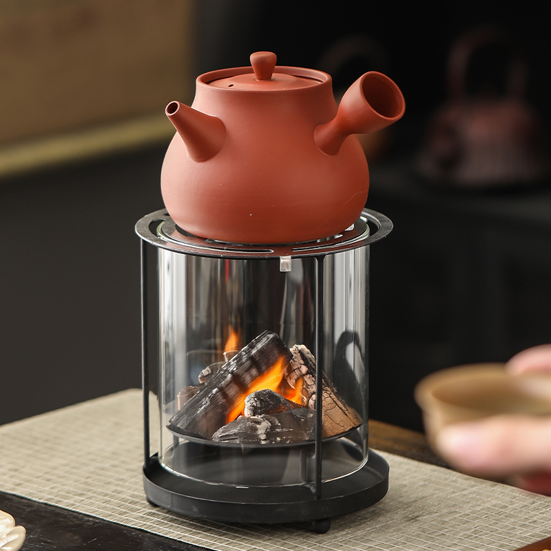 围炉煮茶家用玻璃观火炭炉茶室暖手炉户外露营透明煮茶炉烧烤火炉