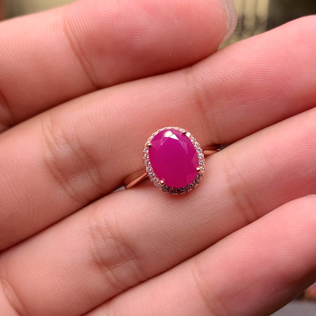 红宝石戒指银S925镶嵌