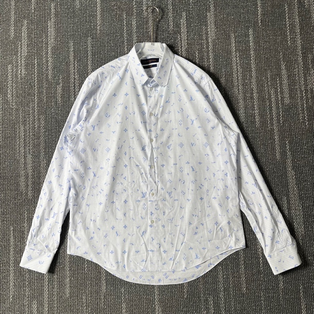 99新 LouisVuitton/路易威登 三花模糊刺绣长袖衬衫/XXL码#0100
