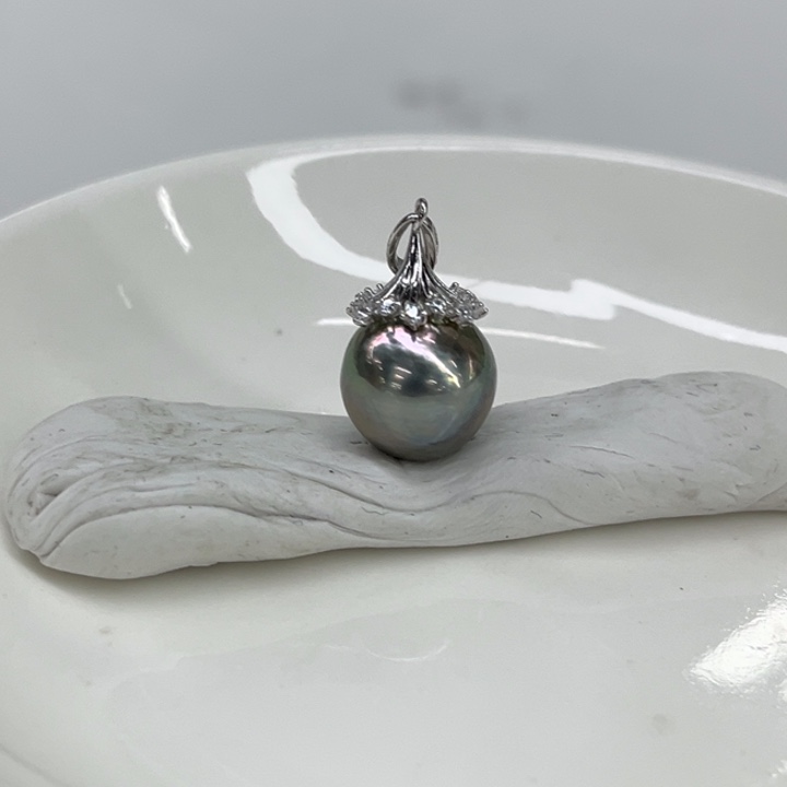 银S925镶嵌吊坠(不含链)海水珍珠11-12mm