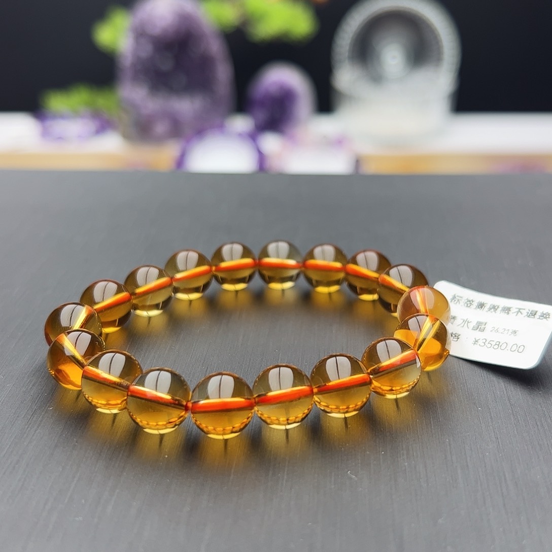 水晶手链未镶嵌淡**盗黄水晶10mm26.21