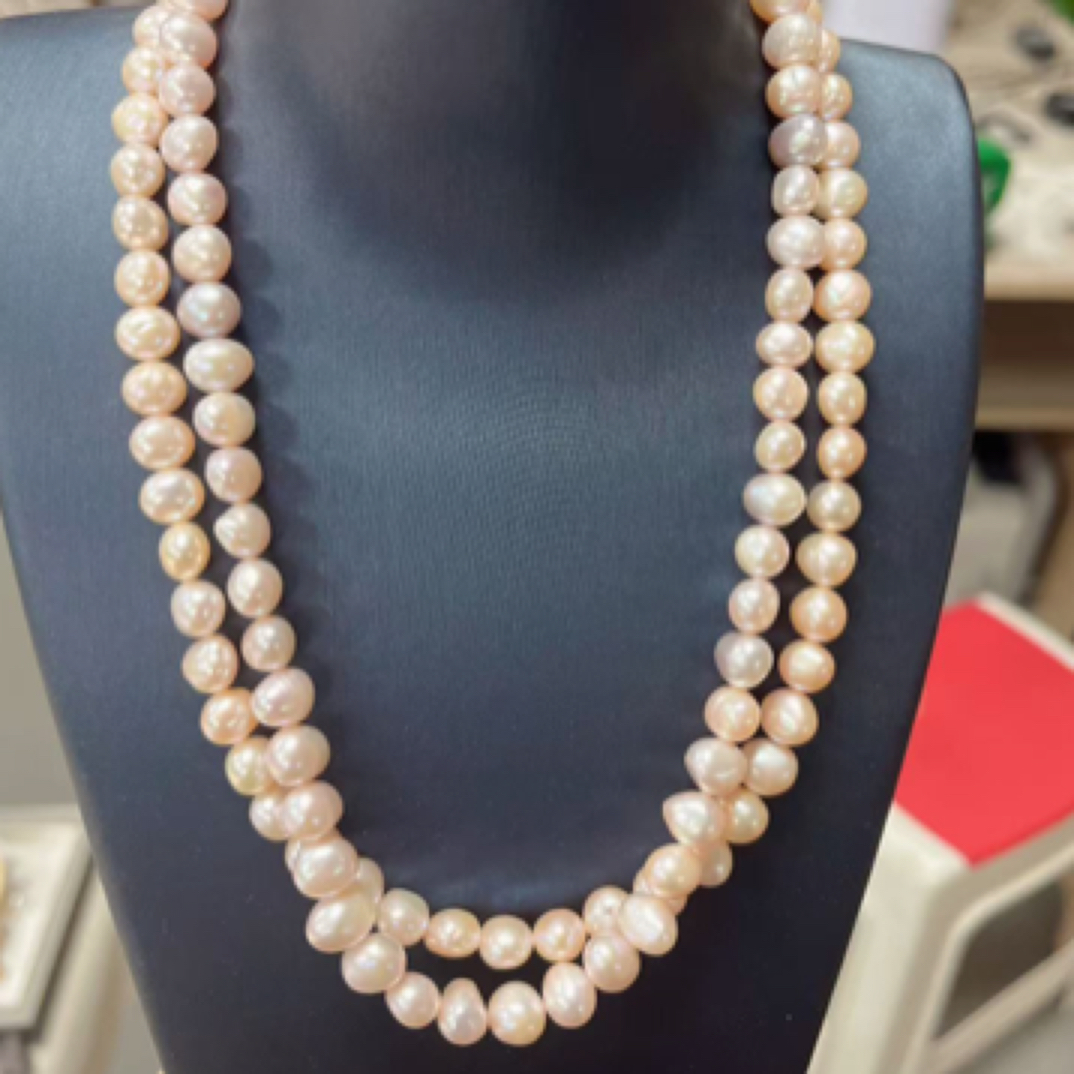 S925银 6-8mm天然淡水无核紫珠珍珠满串 多样性发一 真珍珠项链