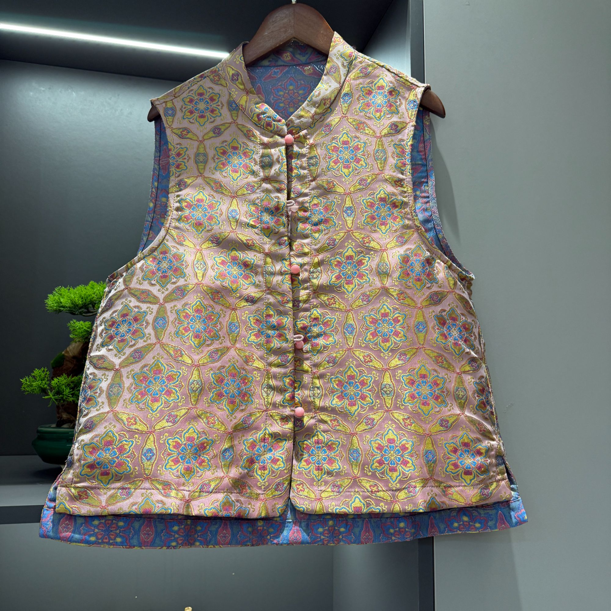 中式马夹复古盘扣传统改良花色女装气质宽松马甲2168