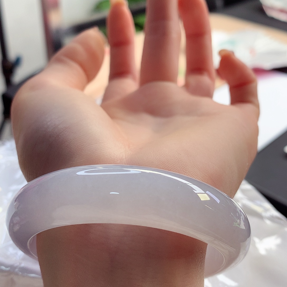 翡翠手镯未镶嵌天然翡翠56-57轮胎樱花粉少女心胶底