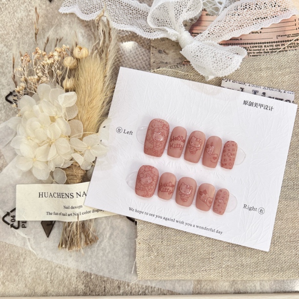 《磨砂KT》2025秋季新款手猫眼立体点缀少女感穿戴甲贴片