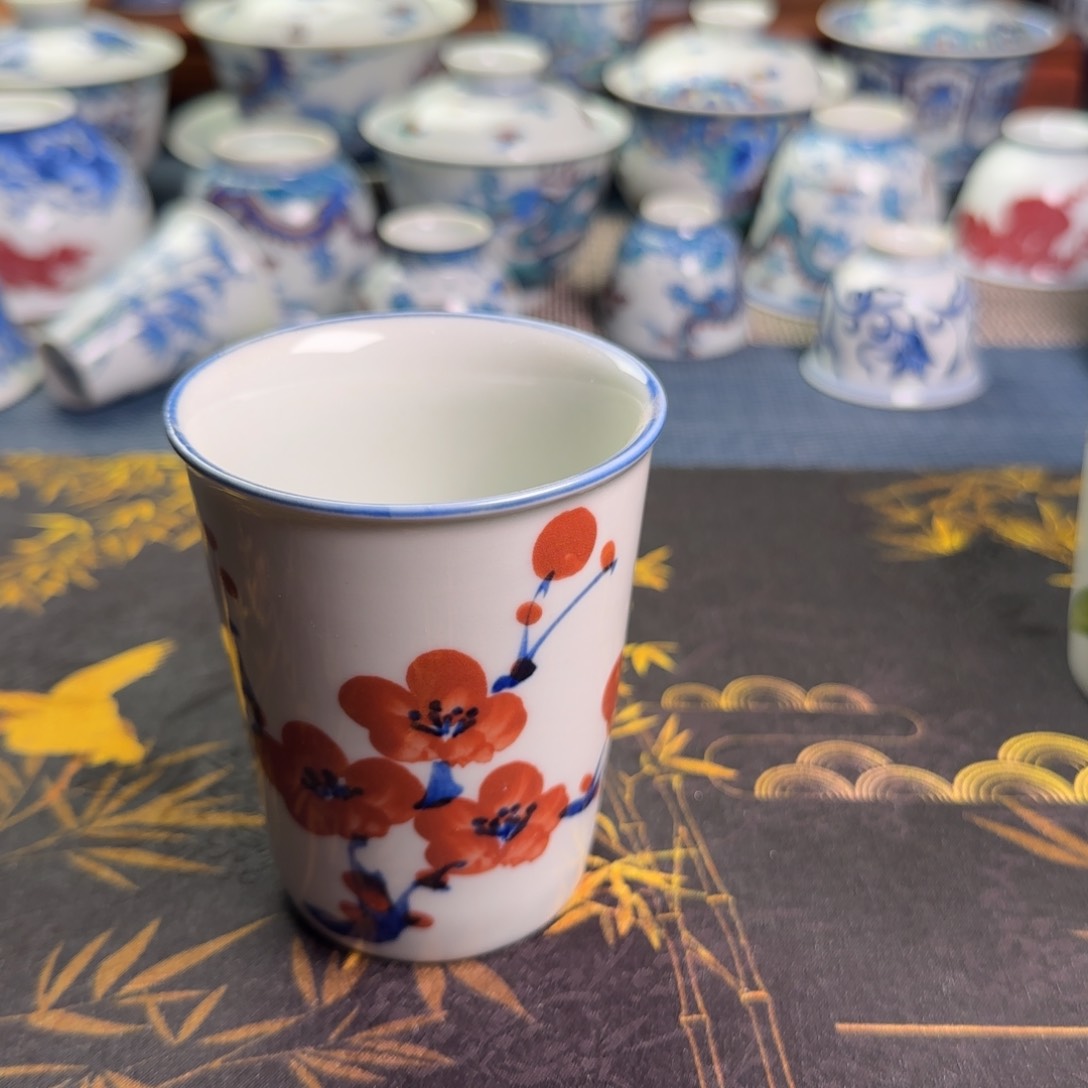 瓷片梅开五福小可乐杯一件