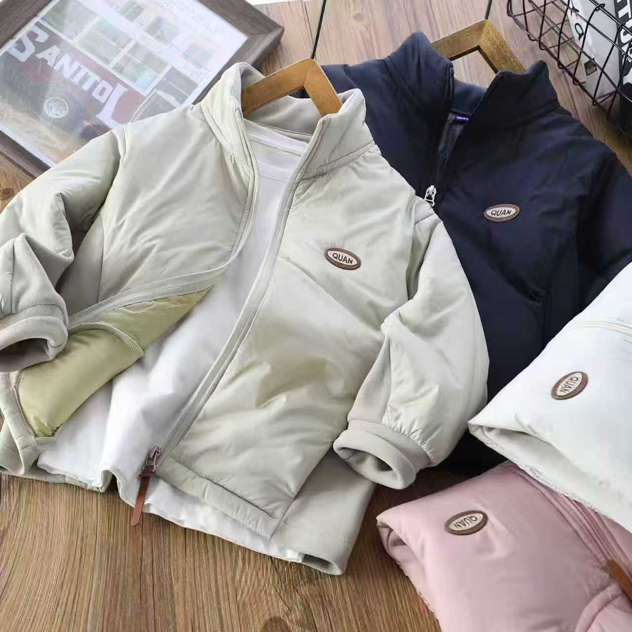 新款冬季拉链棉袄男女中大童休闲时尚