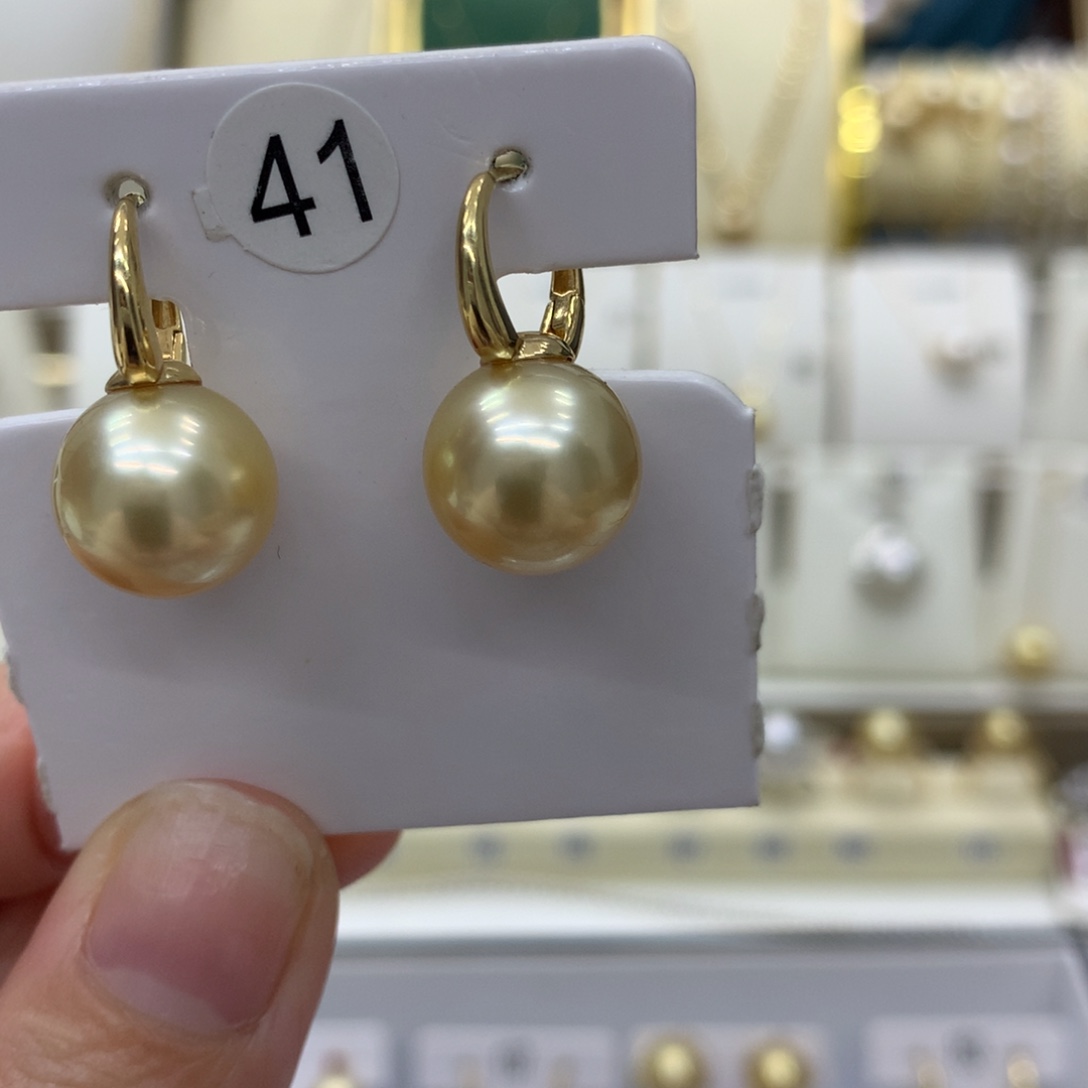 海水珍珠耳饰18K金镶嵌12-13