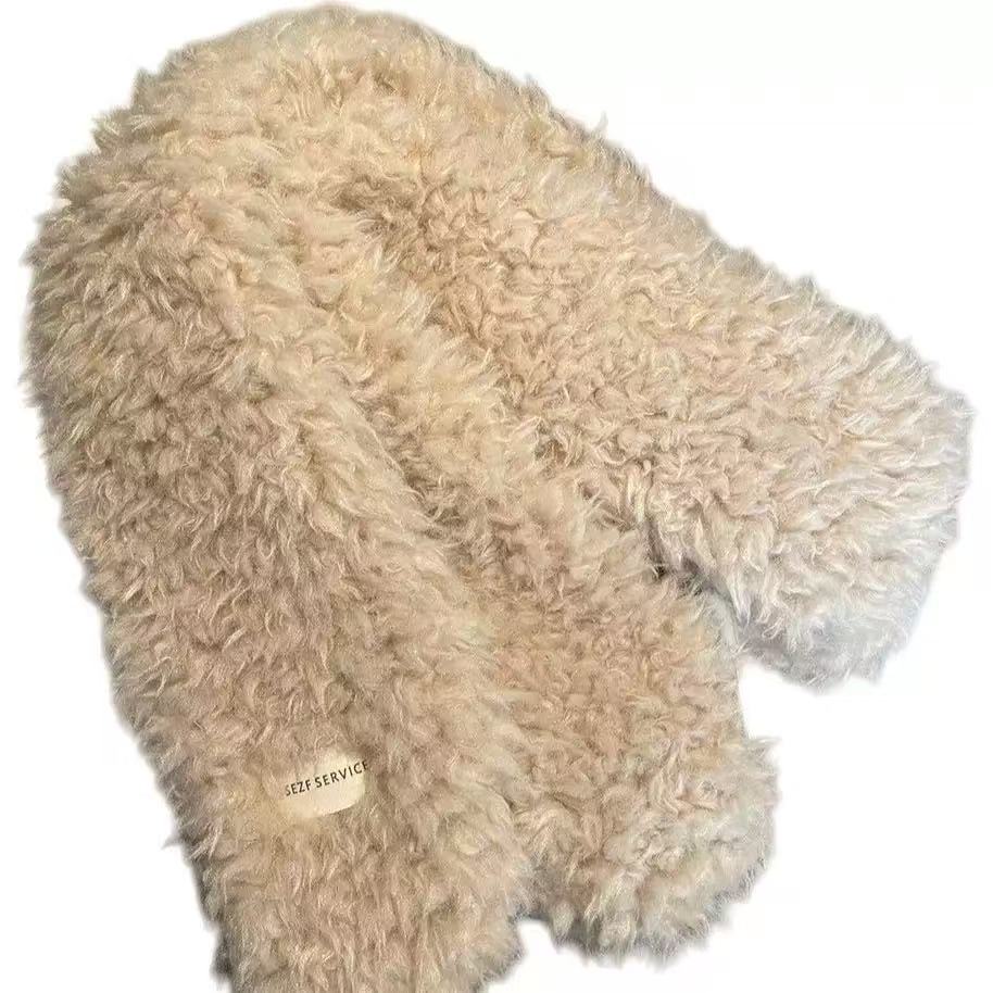 【YKL】毛茸茸  百搭保暖杏色毛绒绒围巾