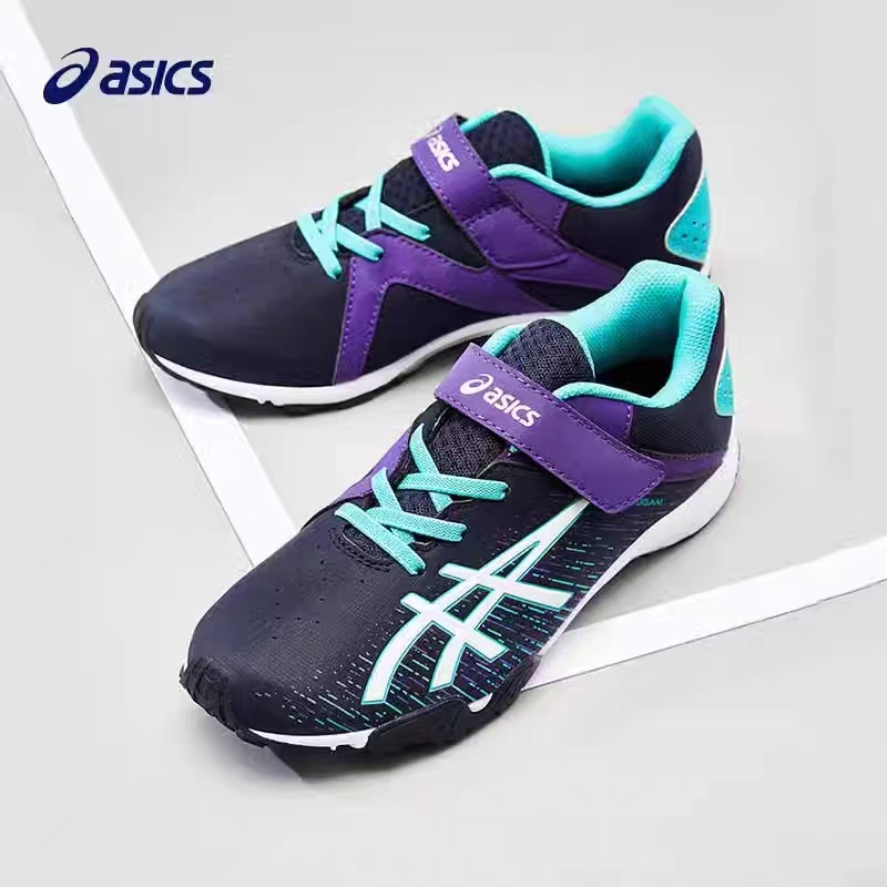 Asics kids儿童魔术贴耐磨跑步鞋跑步鞋专业训练鞋