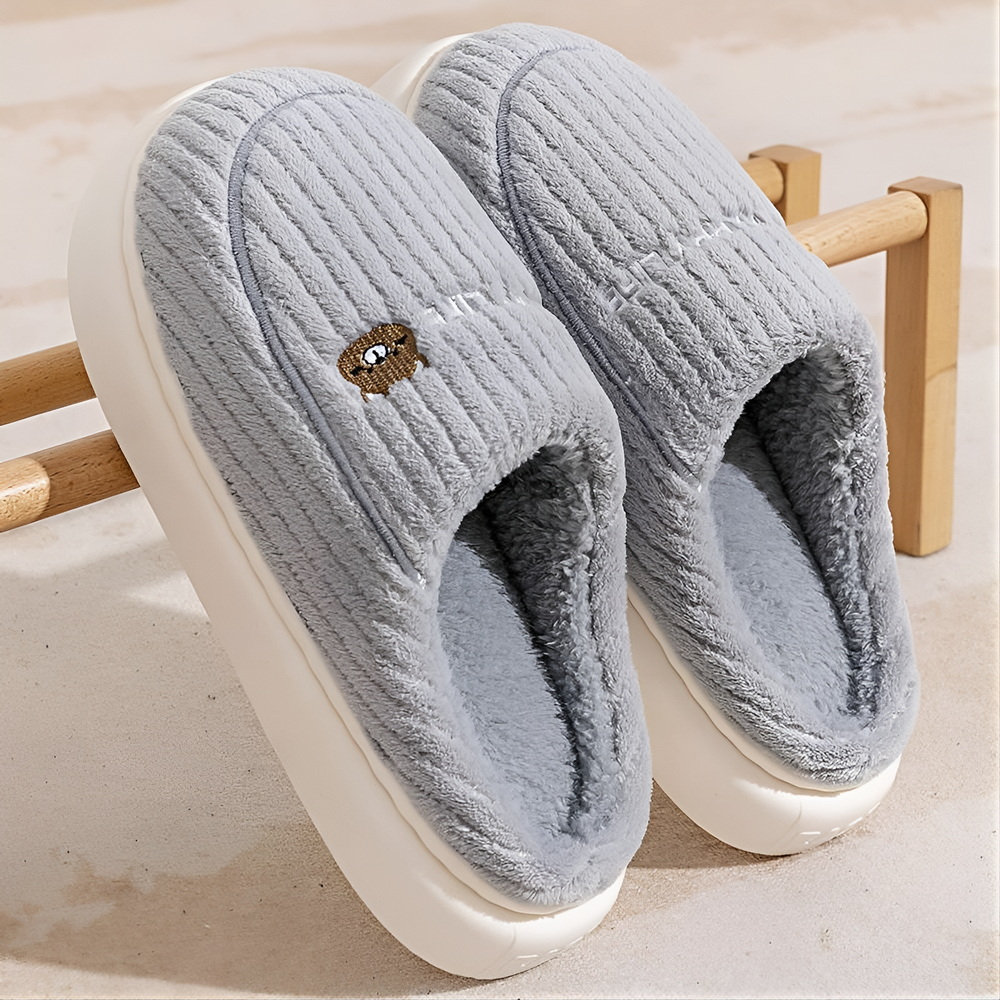 棉拖鞋女2025新款秋冬季室内家居家厚底加绒保暖防滑毛毛拖鞋男士
