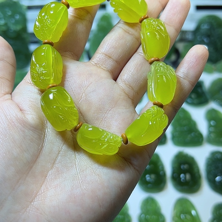 蛇纹石玉手链未镶嵌永****你