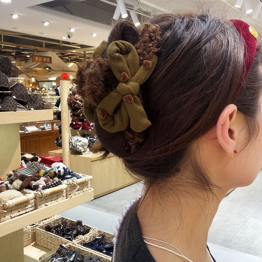 棉涤纯棉姜黄蝴蝶结抓夹