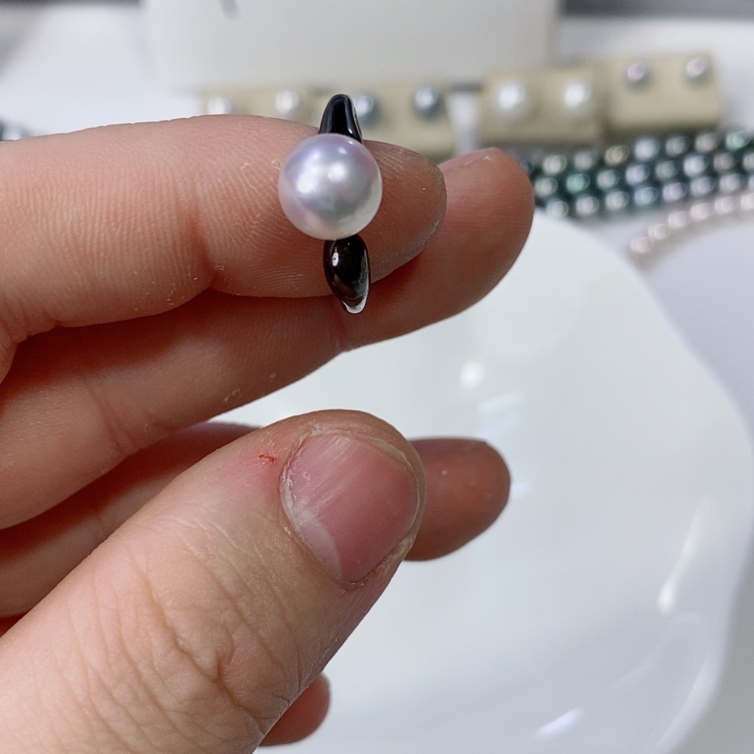 海水珍珠戒指银S925镶嵌