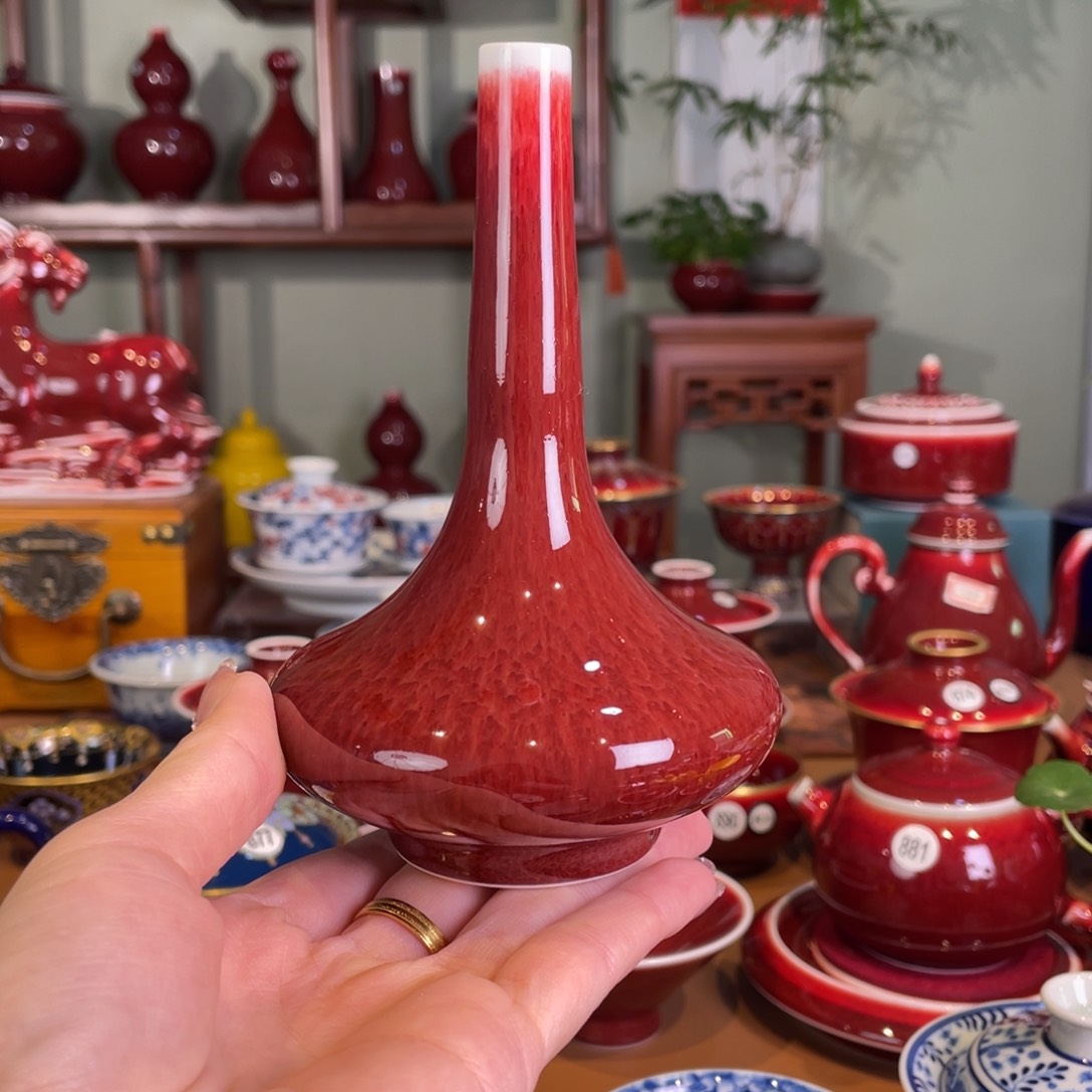 北***王清欢雅玩原矿郎红福利花瓶