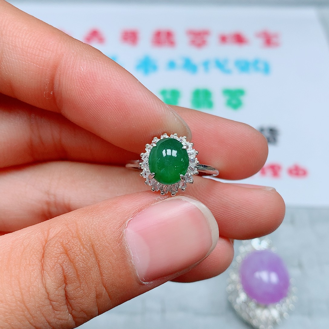 翡翠银S925镶嵌戒指183号