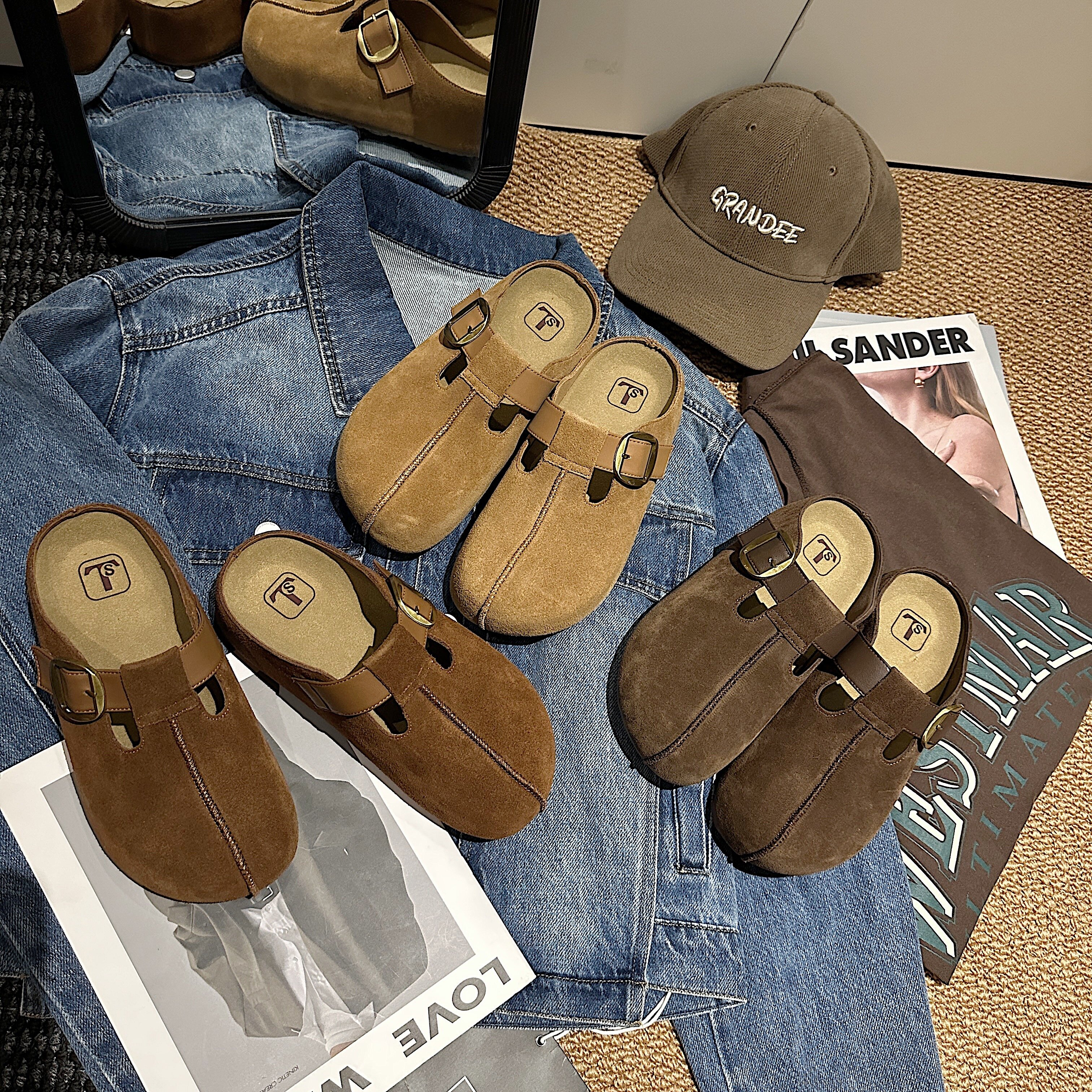 TS/TS休闲勃肯鞋2025夏季新款简约增高厚底百搭时尚复古浅口单鞋