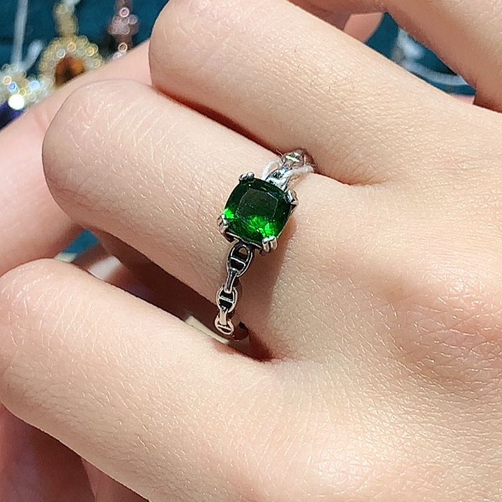 戒指透辉石银S925镶嵌