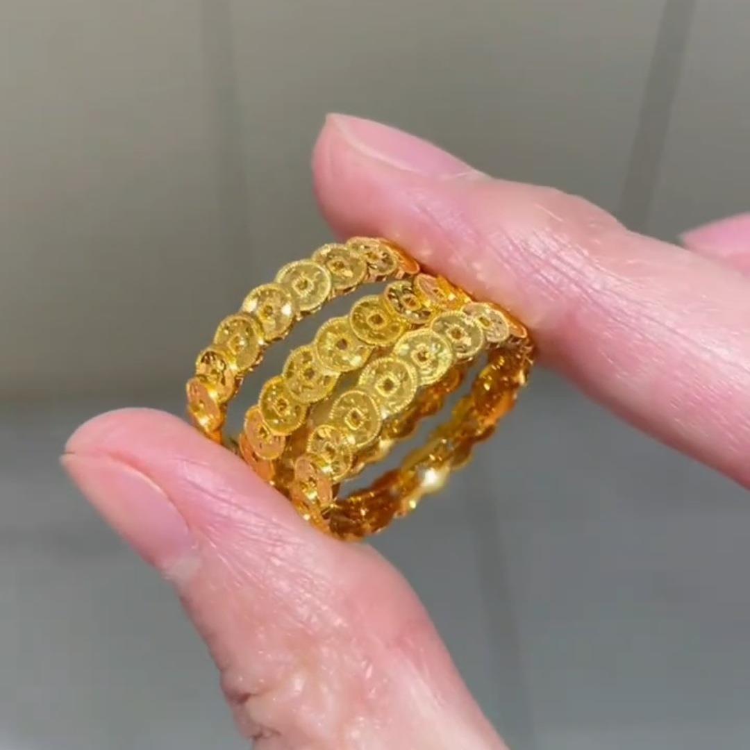 铁合金大理石戒指 039精品6M碎冰铜钱闭口戒子时尚百搭女士