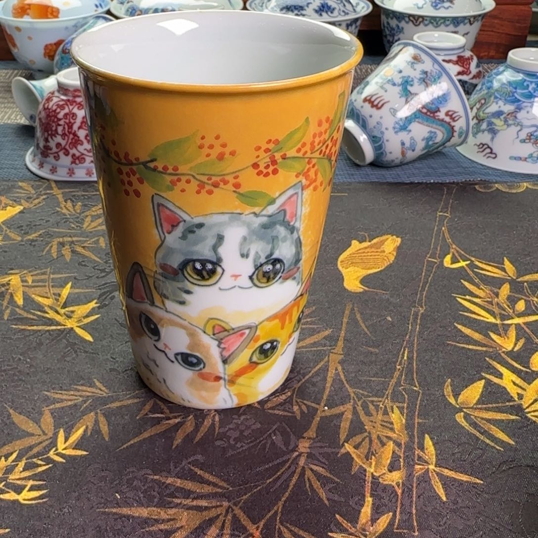 瓷片猫咪可乐杯一件