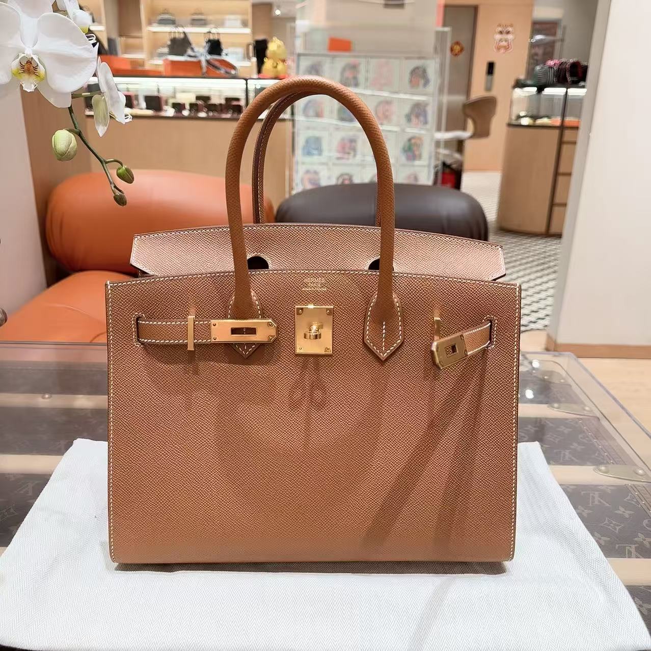 99新 Hermes/爱马仕 birkin30 金棕金扣 外缝 ep皮  
