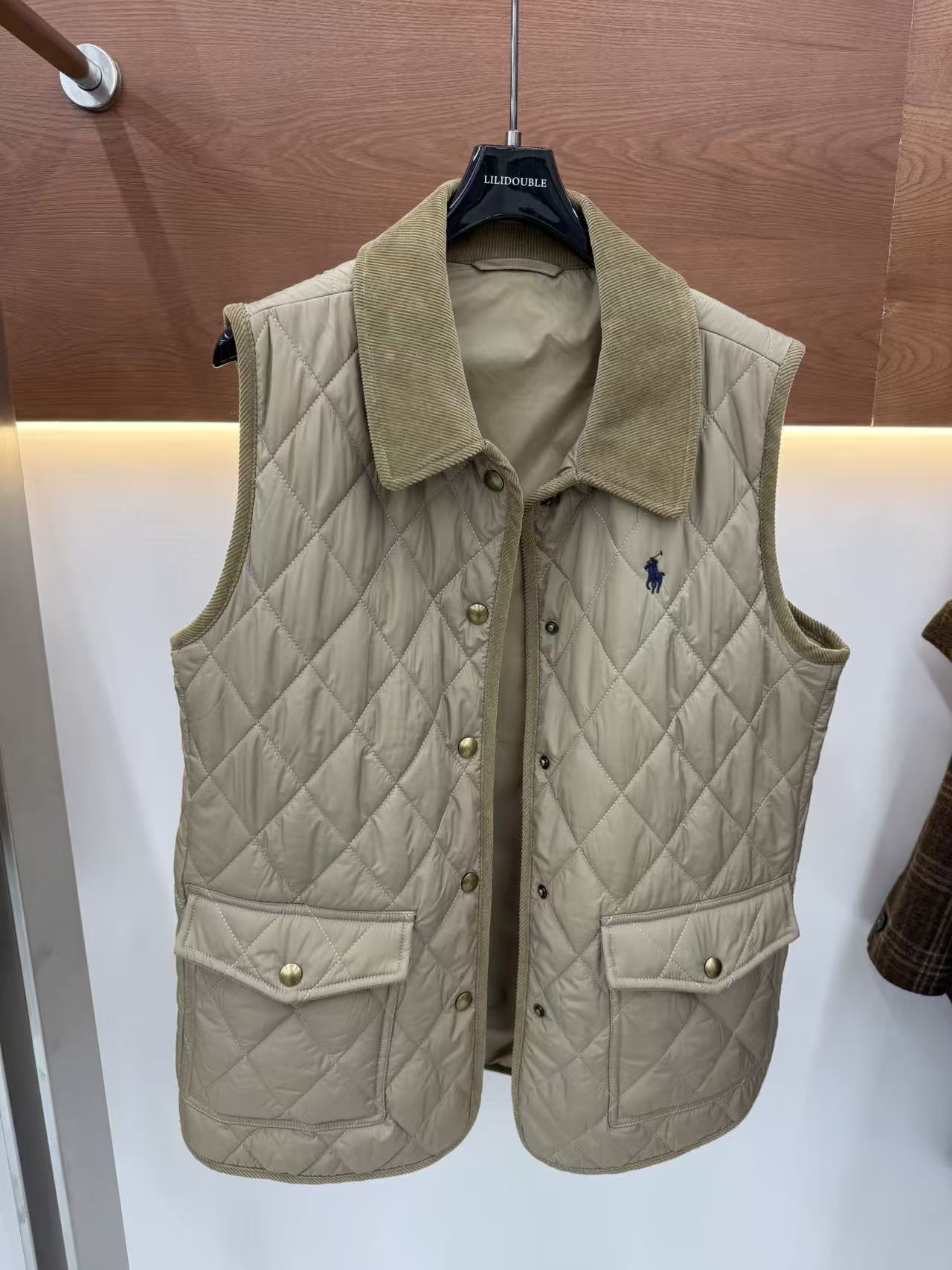 翻领加棉厚款工字型款极简风马夹休闲冬季小香风百搭0529