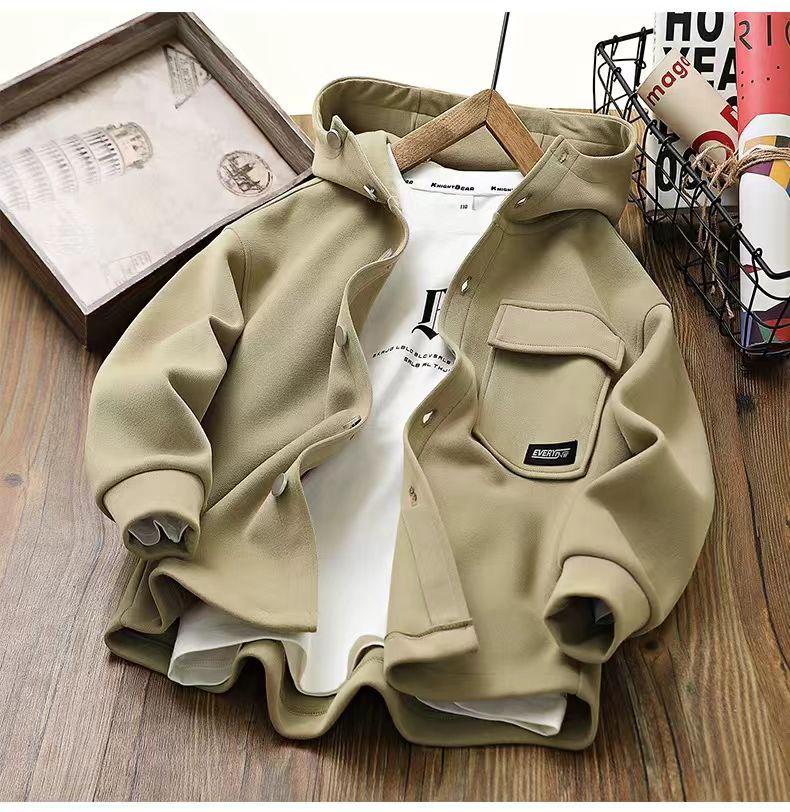 男童外套春秋装2025新款儿童休闲夹克长袖中大童洋气连帽运动上衣