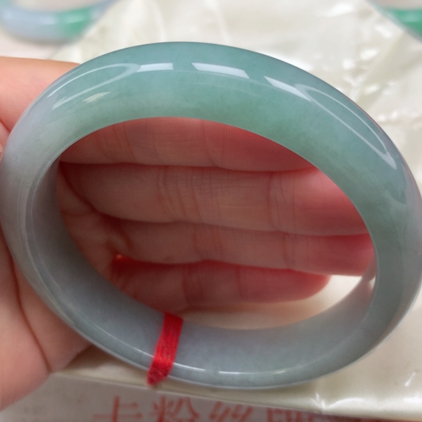 【闪购商品】翡翠手镯未镶嵌冰胶浅绿手镯5758圈17号