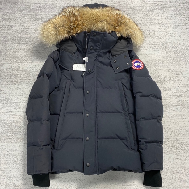 【canada goose】加拿大鹅 S 深蓝色温德姆连帽毛领派克羽绒服 99新
