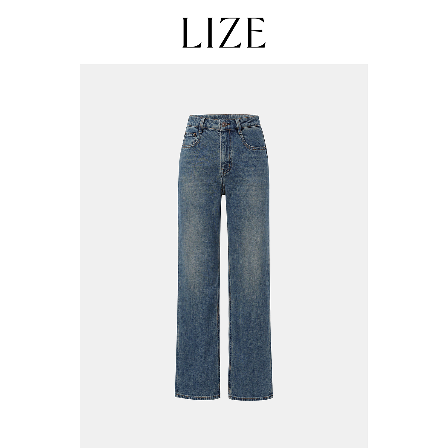 LIZE「本命直腿裤」高定进口面料.直筒牛仔裤ZEB0100