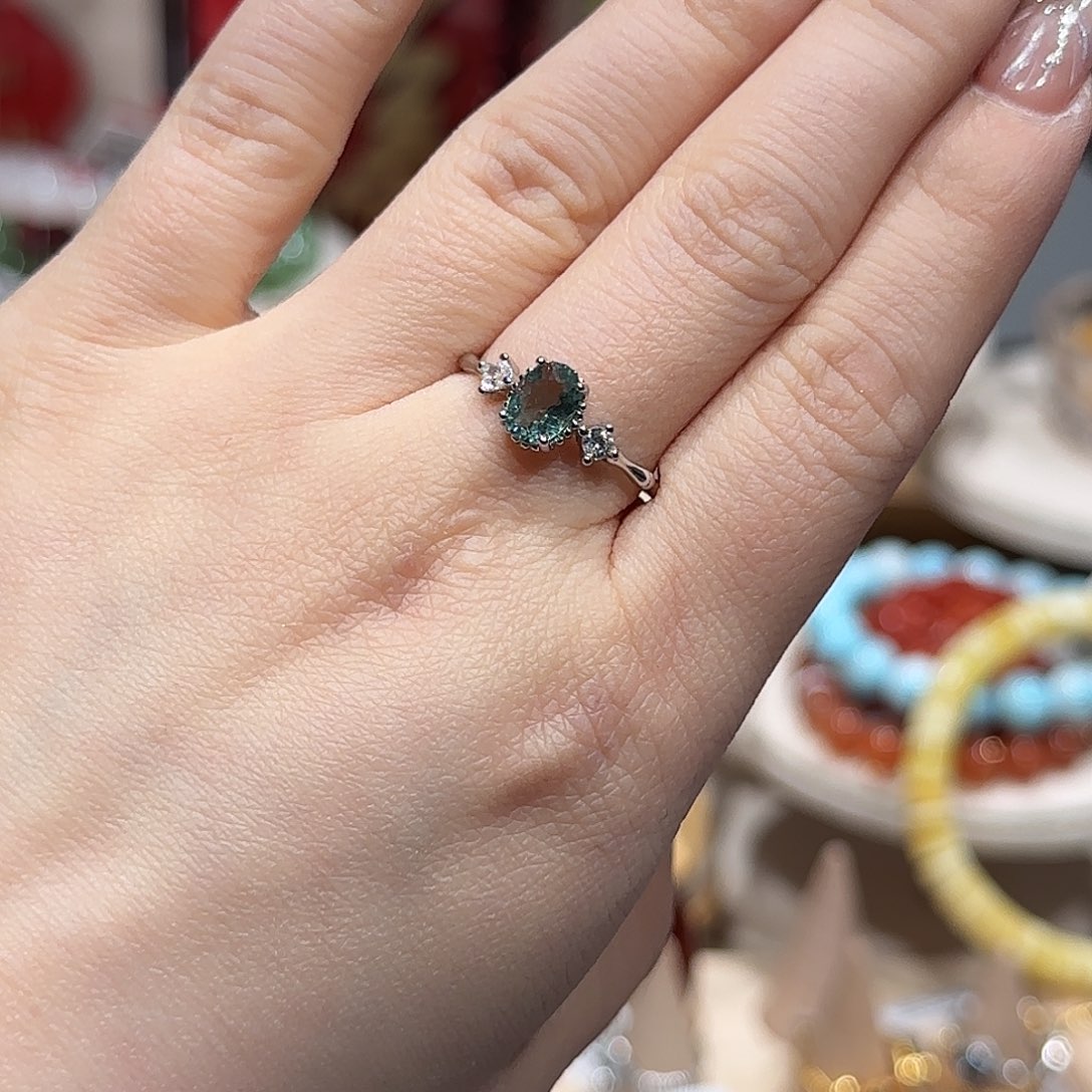 碧玺戒指银S925镶嵌戒指1