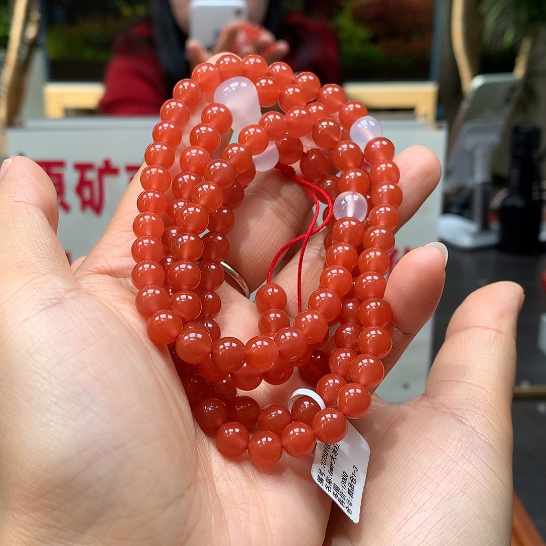 南红玛瑙7MM河湾冰红108未镶嵌