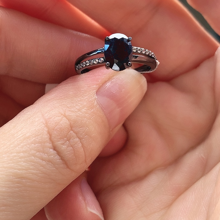 蓝宝石戒指银S925镶嵌