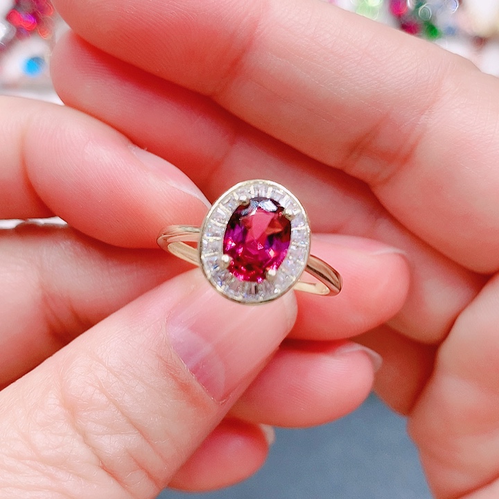 石榴石戒指银S925镶嵌