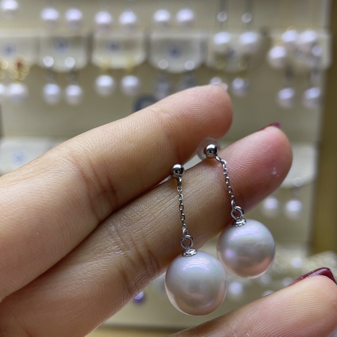 淡水珍珠耳饰银S925镶嵌