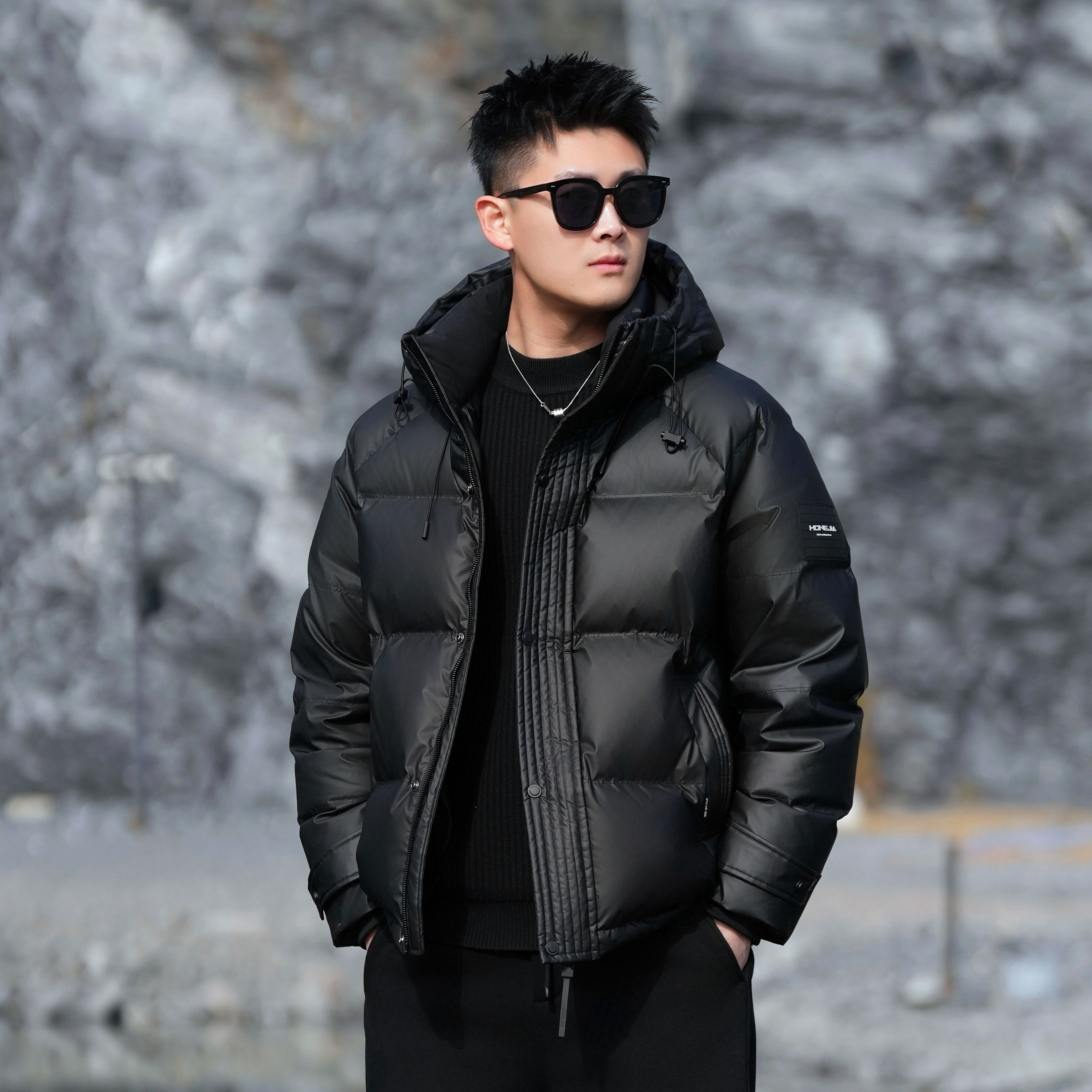 【极寒暗黑系列】新国标90白鸭绒羽绒服保暖加厚连帽羽绒服外套W588