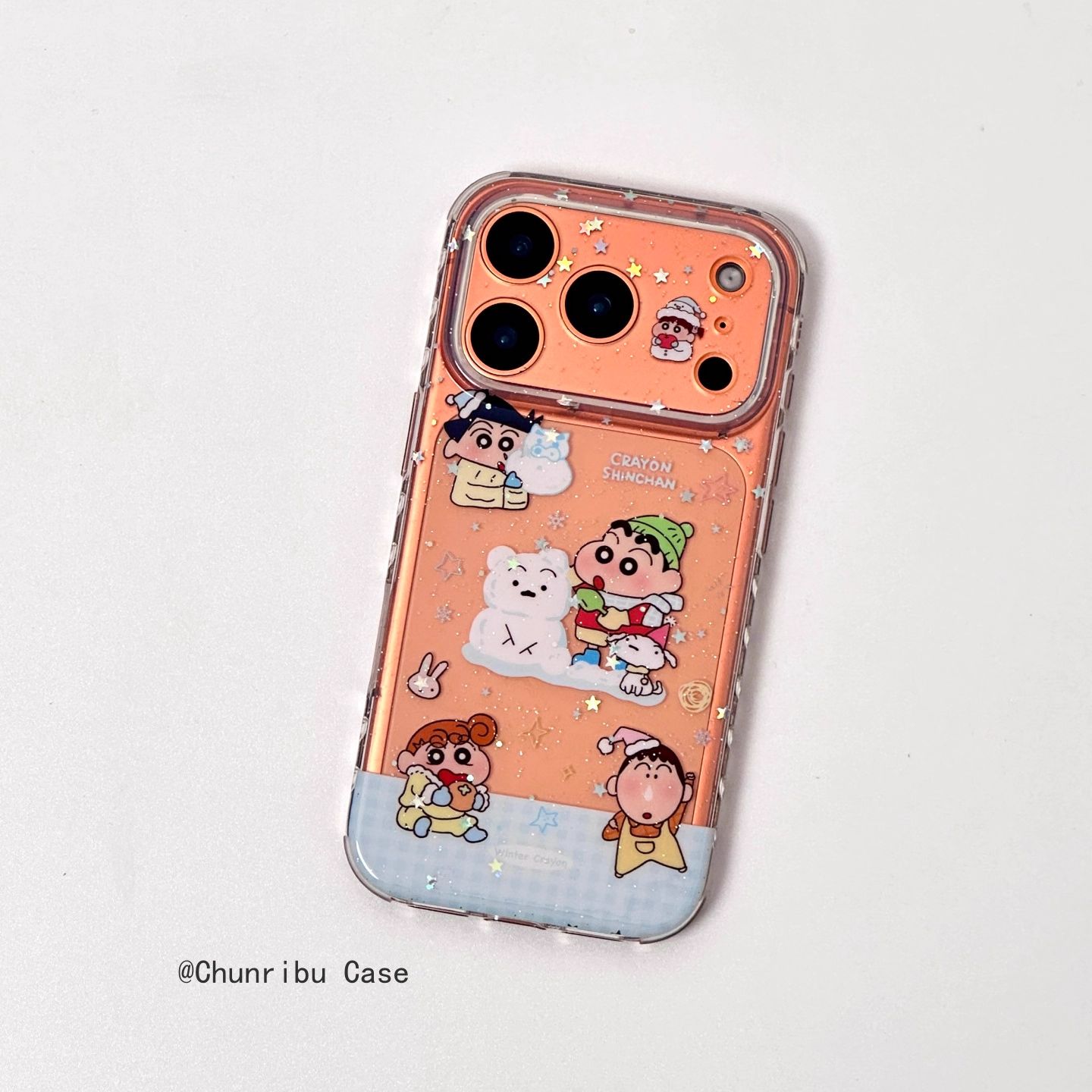 动画玩雪蜡笔小新透明趣味双面适用苹果17/16promax手机壳15/14