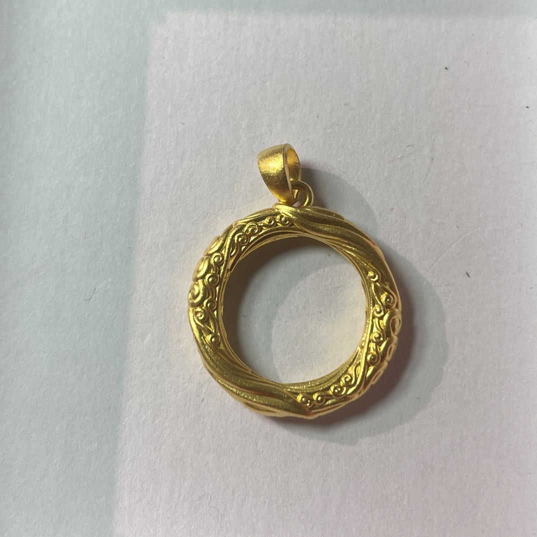 黄金足金999乾坤圈吊坠