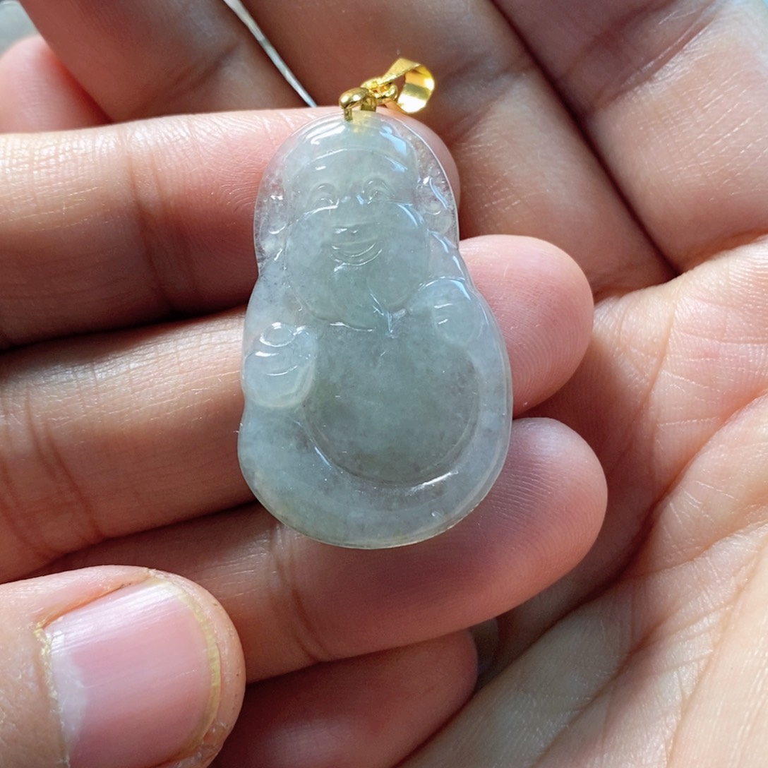 翡翠吊坠(不含链)未镶嵌缅甸翡翠A货财爷