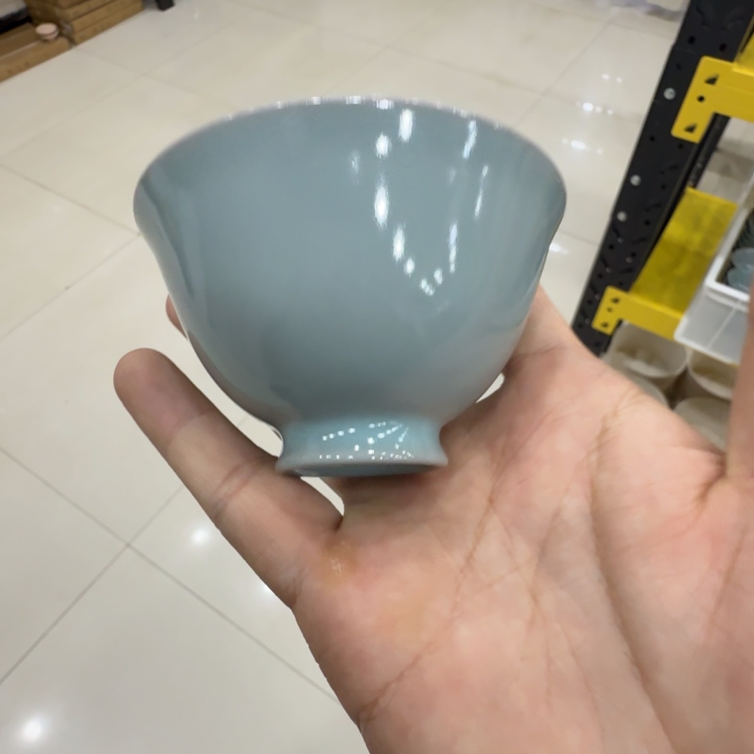 陶摆件一级仿古天青超薄胎玉盏杯