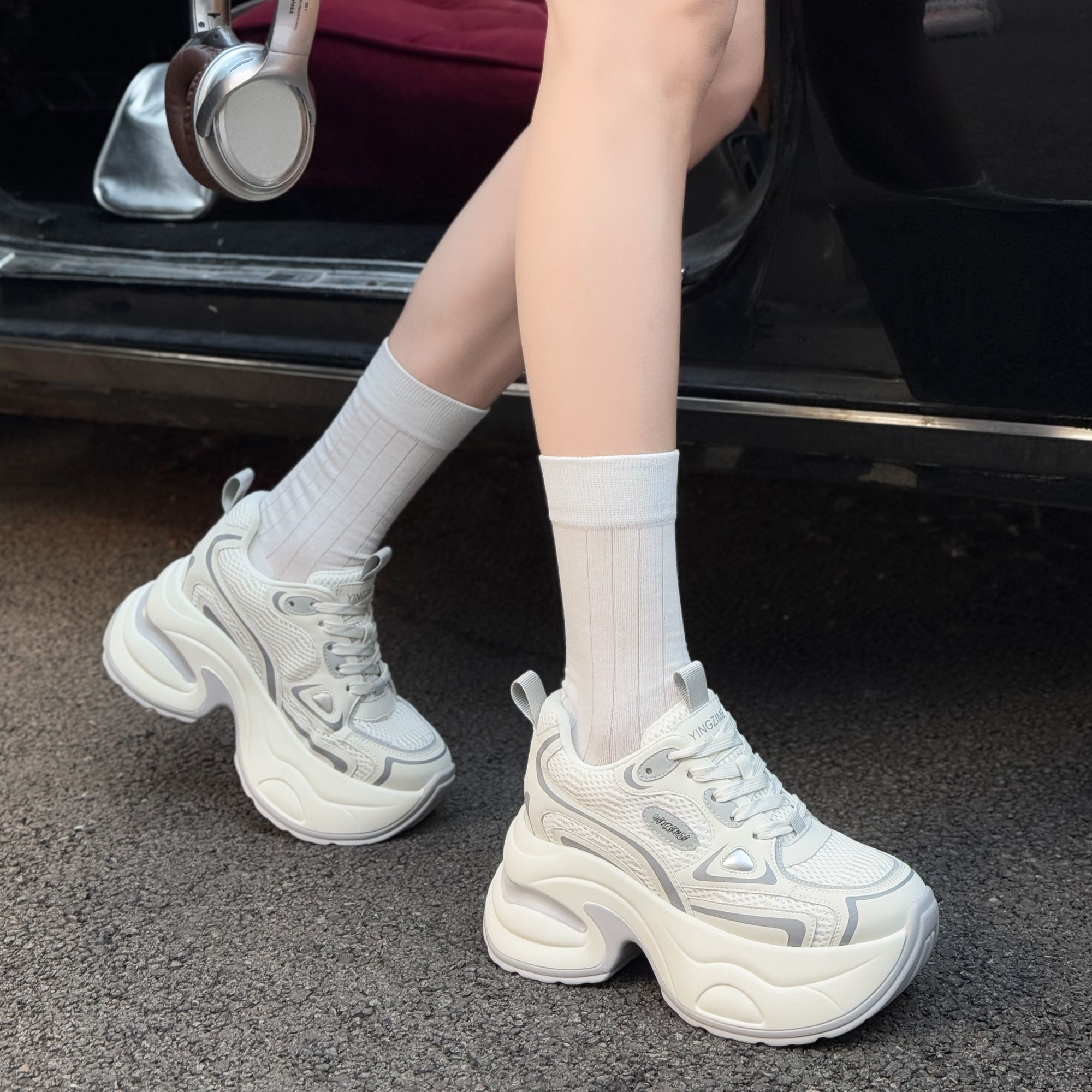 增高11cm老爹鞋女2025春季舒适百搭松糕鞋厚底运动休闲鞋XG0207-7