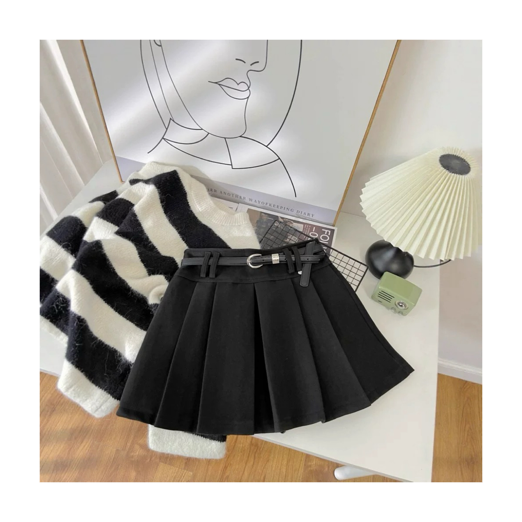 【丹丹专属】秋冬毛呢高腰A字百褶短裙学院风显瘦防走光百搭小个子