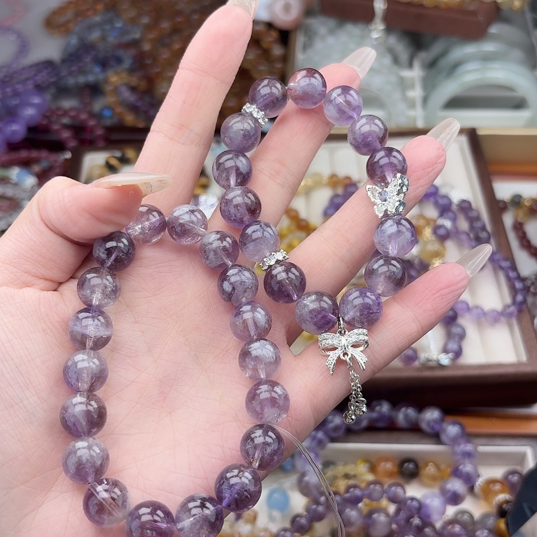 烟晶手链银S925镶嵌好