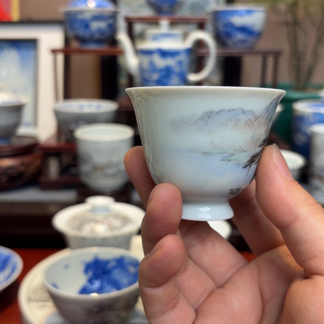 青绿山水手工手绘
