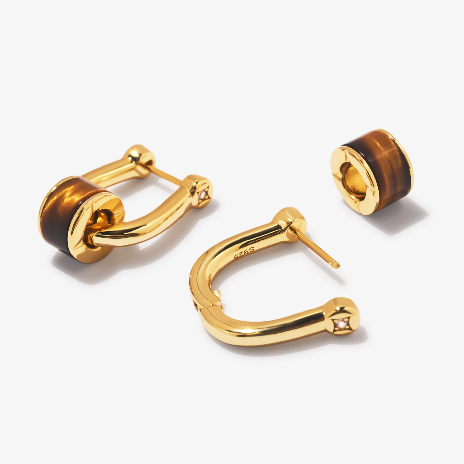 925银耳饰 【马上转钱系列】2025新款原创设计新中式虎眼马蹄银耳环