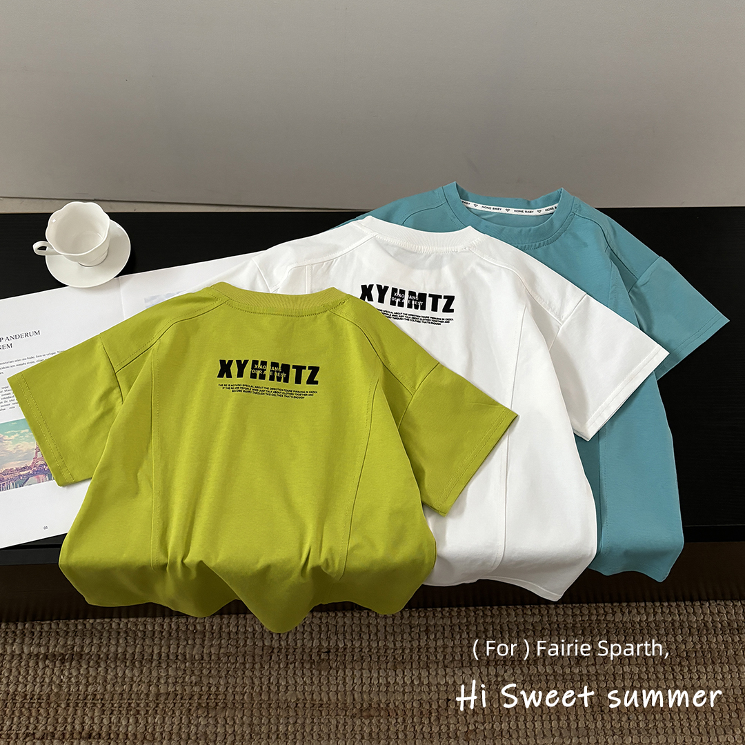 【冰爽棉系列】儿童夏季短袖韩版拼接百搭T恤棉质男童中大童T恤